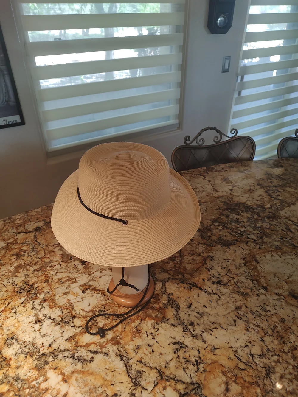 Tula Cream Wide-Brim Sun Hat with Black Chin Cord